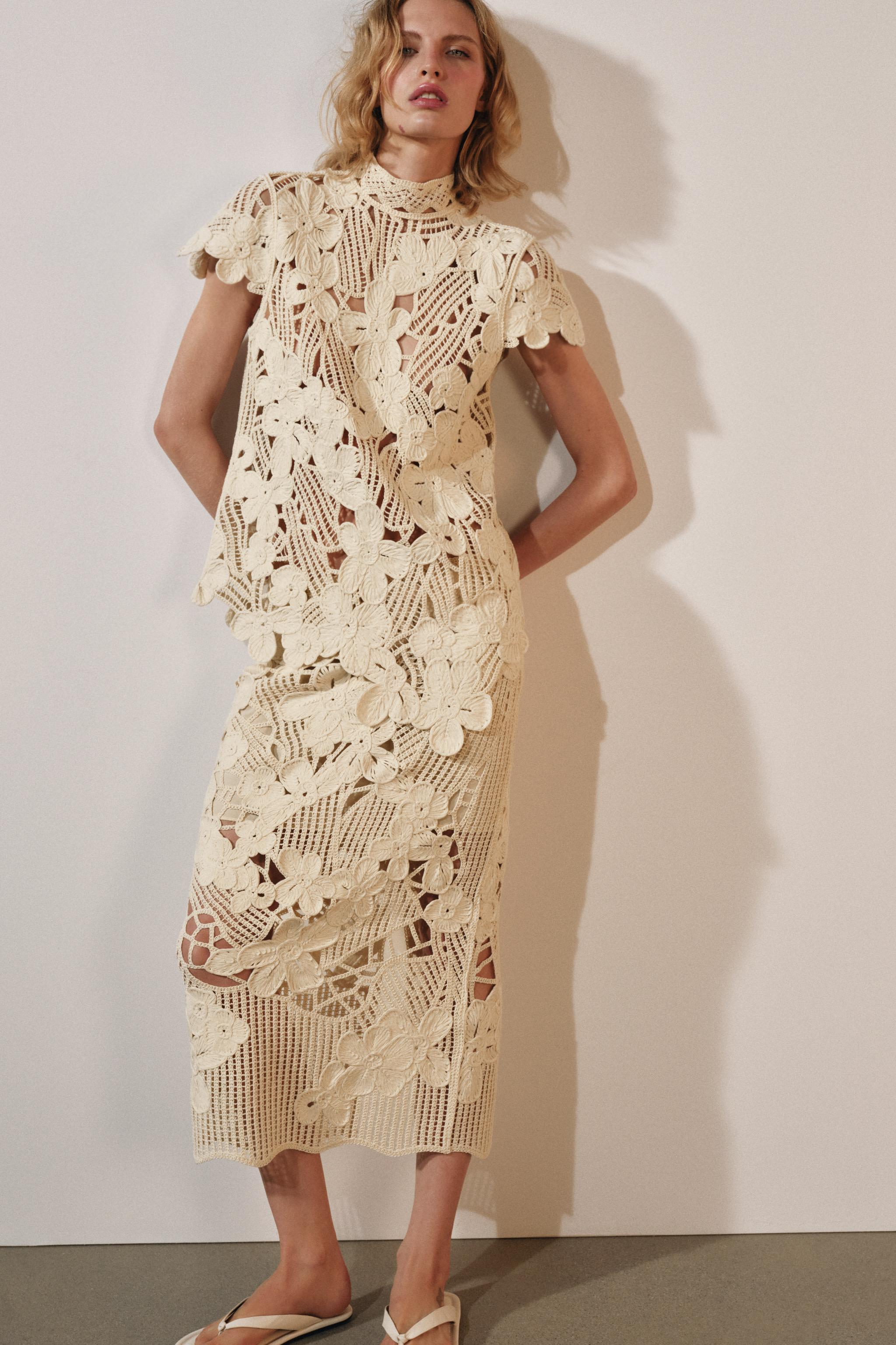 ZW COLLECTION CROCHET MIDI SKIRT